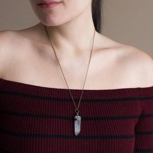 New Raw Blue Angel Aura Quartz 22in Necklace